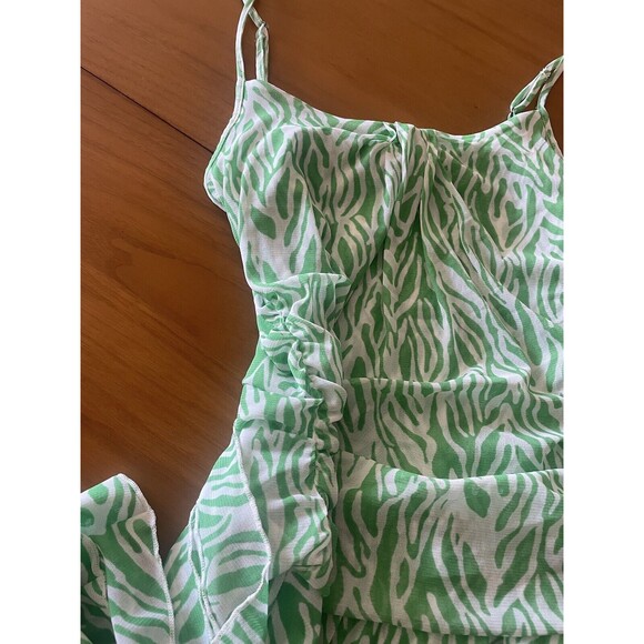 Diane Von Furstanberg Strappy Mesh Sea Twig Green Mini Dress DVF - Picture 11 of 11